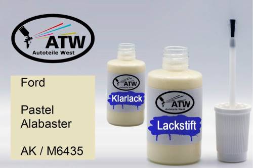 Ford, Pastel Alabaster, AK / M6435: 20ml Lackstift + 20ml Klarlack - Set, von ATW Autoteile West.